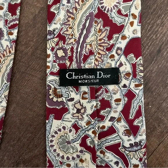 Dior Paisley Tie - Burgundy and Gold - Picture 5 of 6